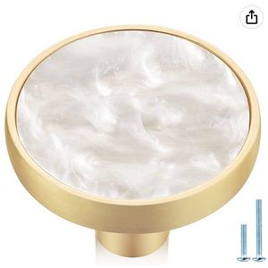 Natural Shell/Satin Gold Cabinet Pulls (Set Of 6)